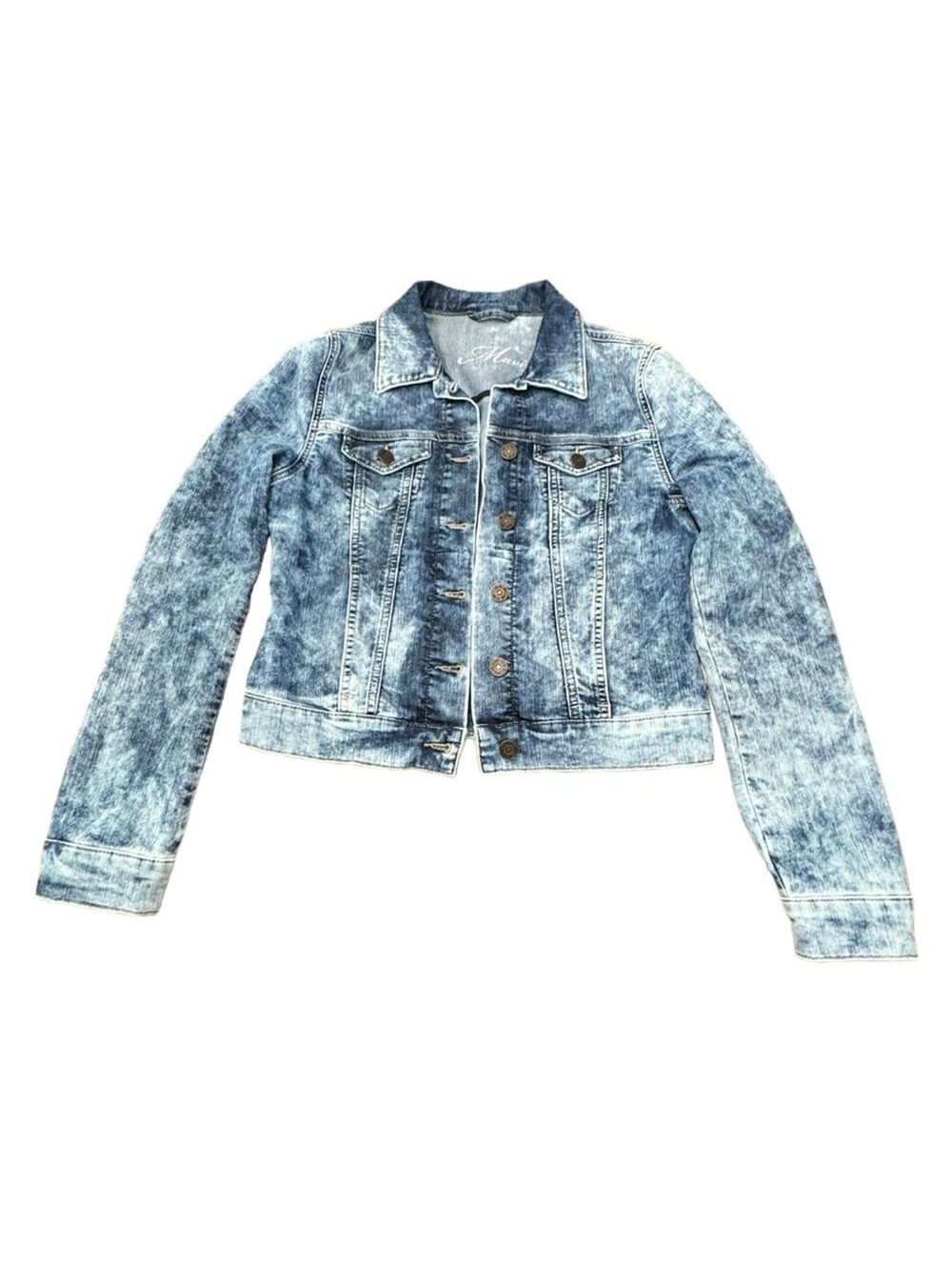 Mavi Samantha Denim Jacket Cropped Tailored Bleached Classic Women’s Size M